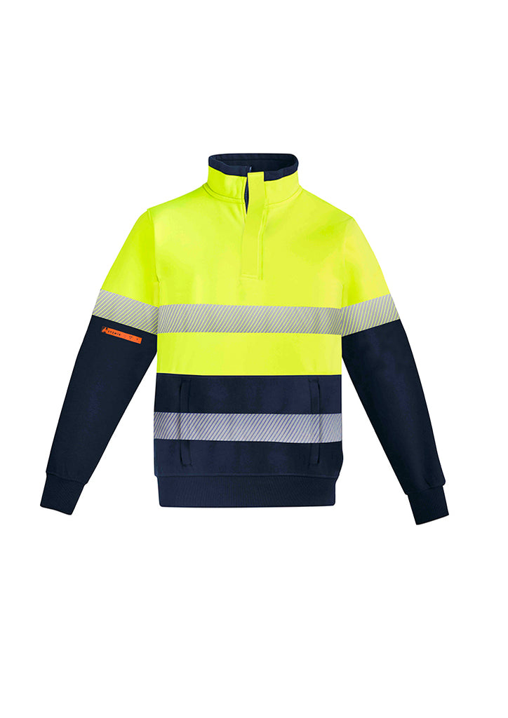 Syzmik-Syzmik Mens Flame Hi Vis 1/4 Zip Fleece Pullover- Hoop Taped-Discount Workwear NZ