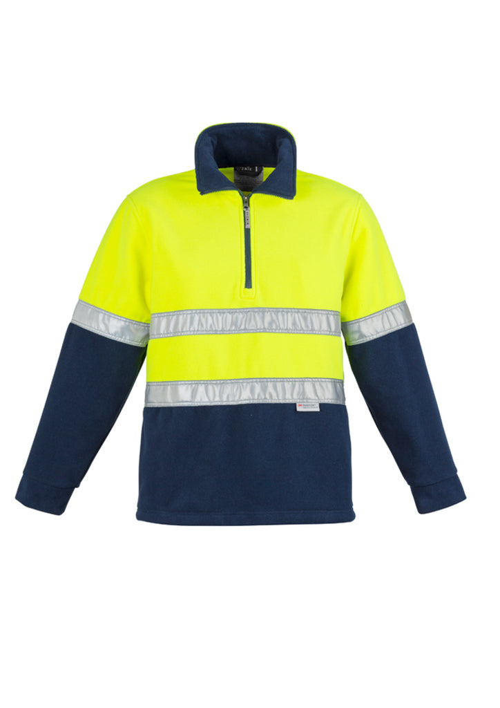 Syzmik-Syzmik Mens Hi Vis Zip Polar Fleece Pullover - Hoop Taped-Discount Workwear NZ