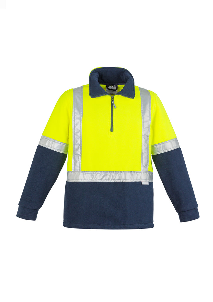 Syzmik-Syzmik Mens Hi Vis Zip Polar Fleece Pullover - Shoulder Taped-Discount Workwear NZ