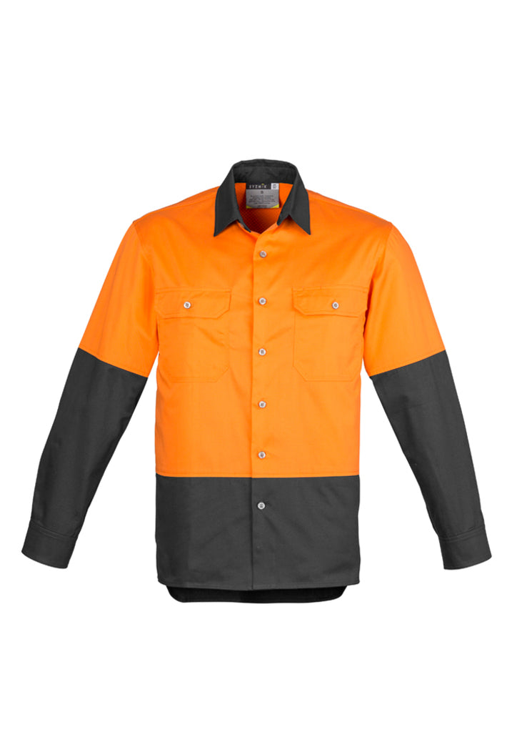 Syzmik-Syzmik Mens Hi Vis Industrial L/S Shirt-Discount Workwear NZ