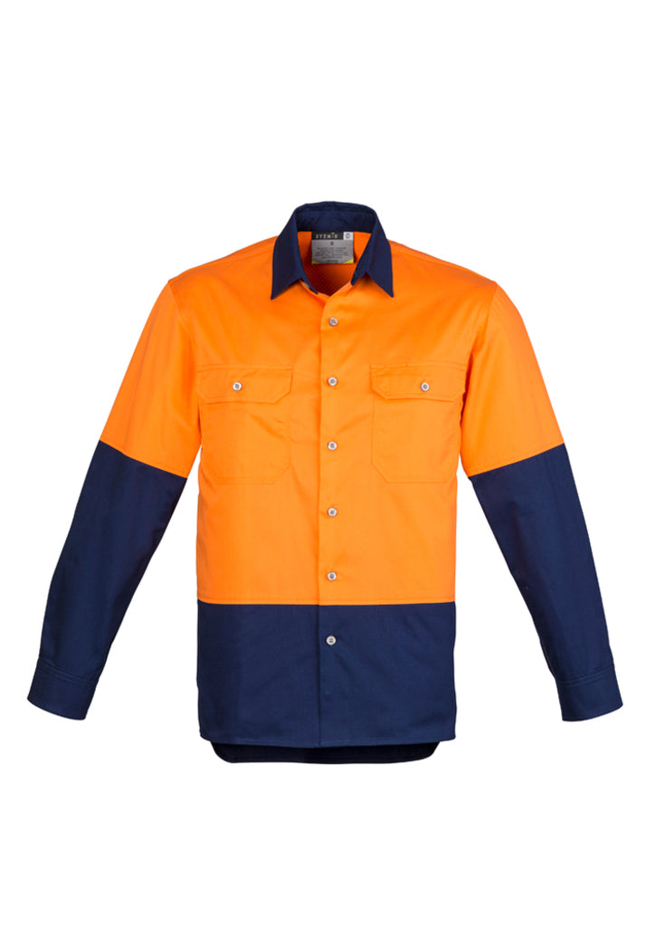 Syzmik-Syzmik Mens Hi Vis Industrial L/S Shirt-Discount Workwear NZ