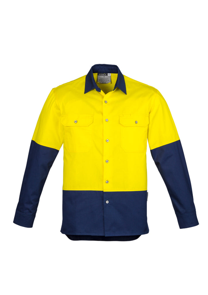 Syzmik-Syzmik Mens Hi Vis Industrial L/S Shirt-Discount Workwear NZ