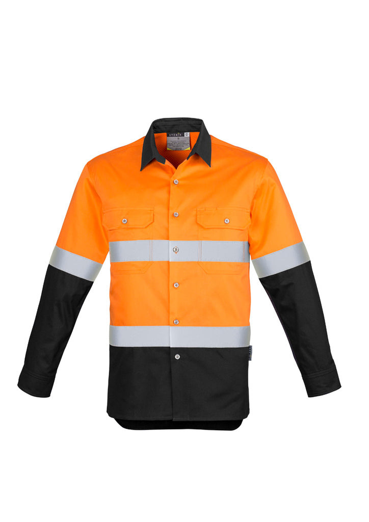 Syzmik-Syzmik Mens Hi Vis Industrial L/S Shirt - Hoop Taped-Discount Workwear NZ