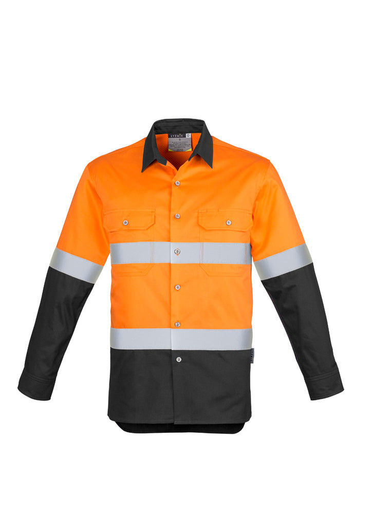 Syzmik-Syzmik Mens Hi Vis Industrial L/S Shirt - Hoop Taped-Discount Workwear NZ