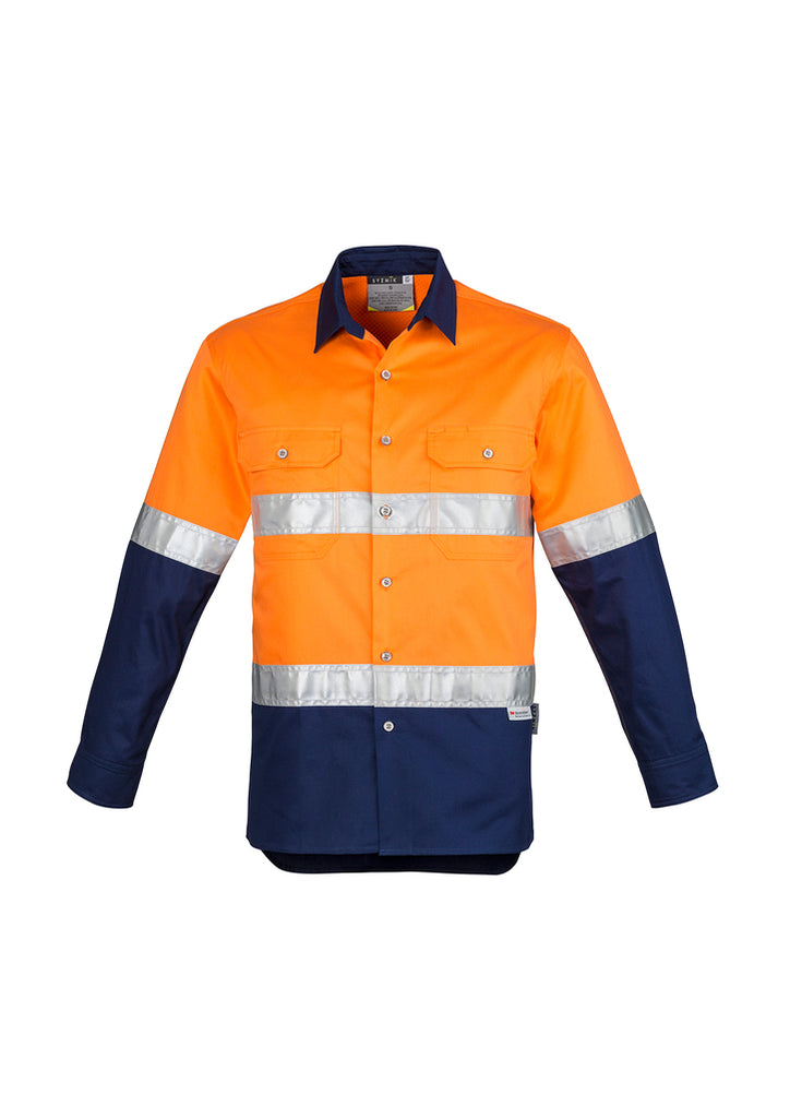 Syzmik-Syzmik Mens Hi Vis Industrial L/S Shirt - Hoop Taped-Discount Workwear NZ