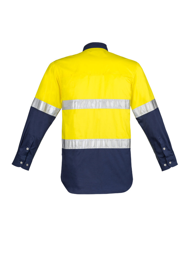 Syzmik-Syzmik Mens Hi Vis Industrial L/S Shirt - Hoop Taped-Discount Workwear NZ