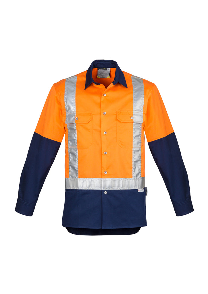 Syzmik-Syzmik Mens Hi Vis Industrial L/S Shirt - Shoulder Taped-Discount Workwear NZ