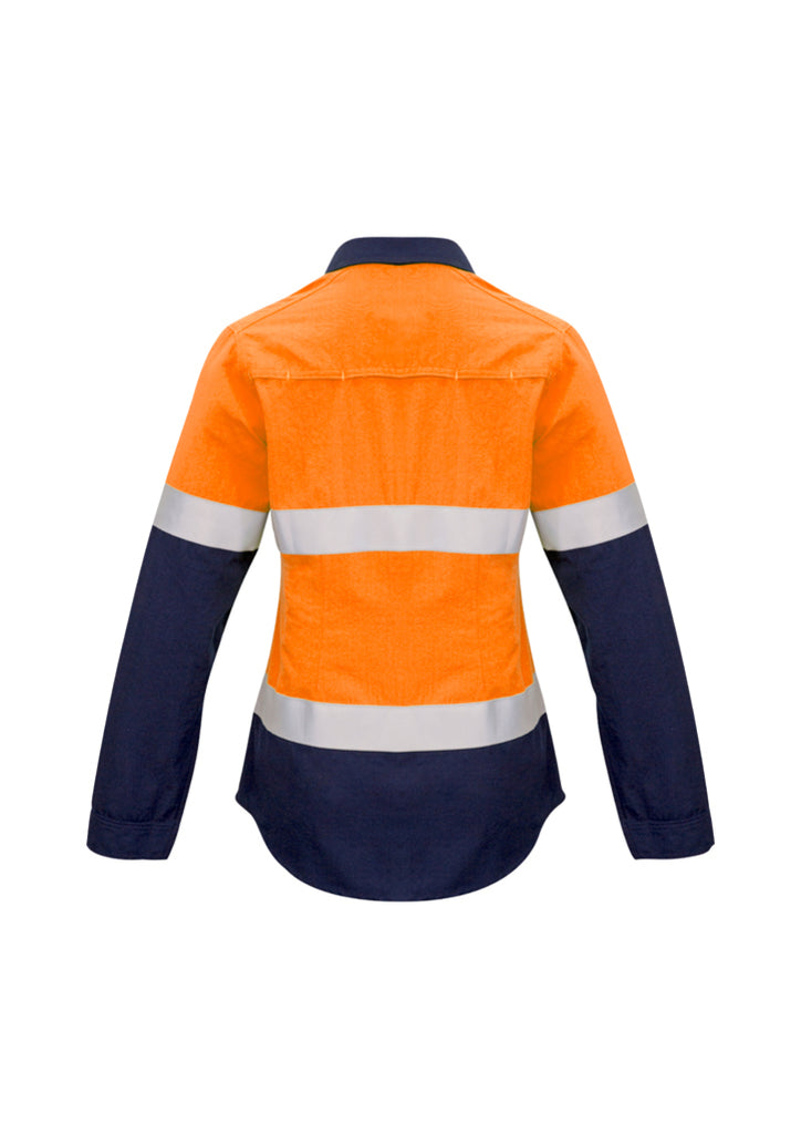 Syzmik-Syzmik Womens Red Flame Hi Vis Closed Front Shirt - Hoop Taped-Discount Workwear NZ