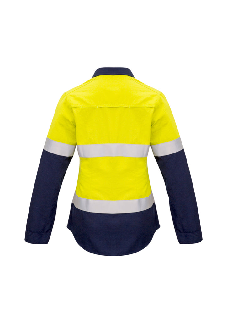 Syzmik-Syzmik Womens Red Flame Hi Vis Closed Front Shirt - Hoop Taped-Discount Workwear NZ