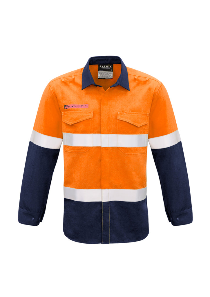 Syzmik-Syzmik Mens Red Flame Hi Vis Shirt - Hoop Taped-Discount Workwear NZ