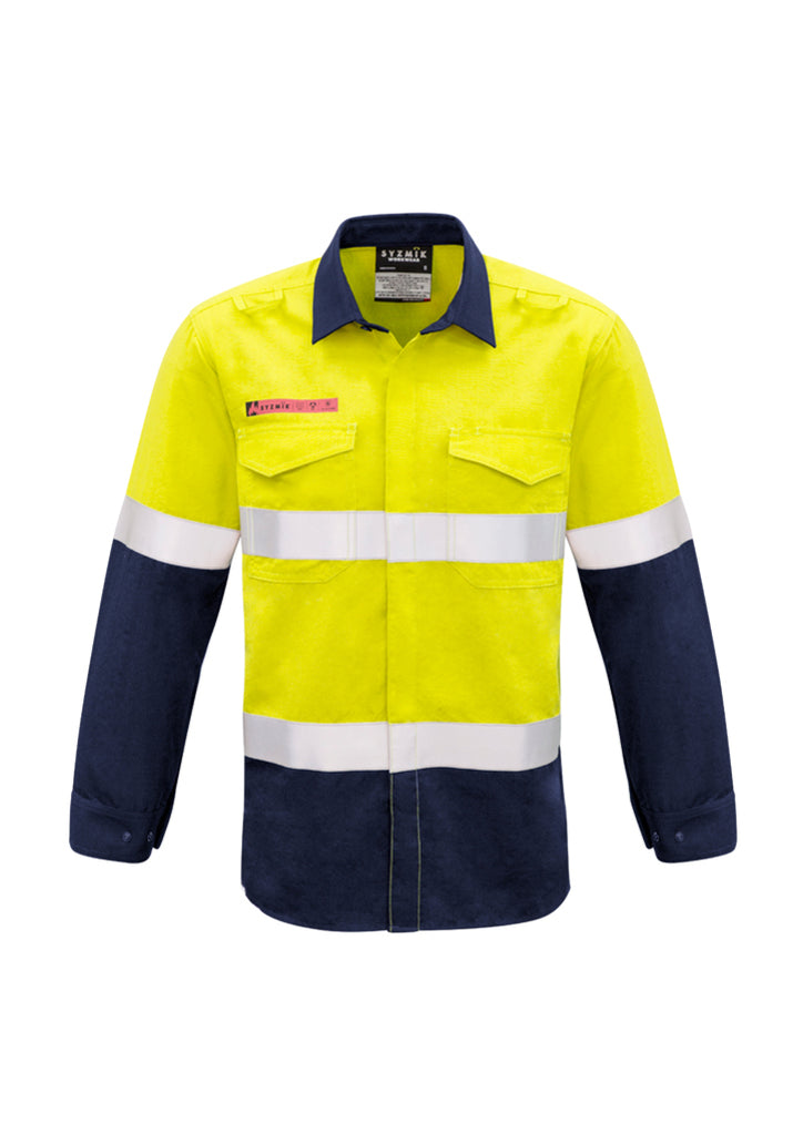 Syzmik-Syzmik Mens Red Flame Hi Vis Shirt - Hoop Taped-Discount Workwear NZ