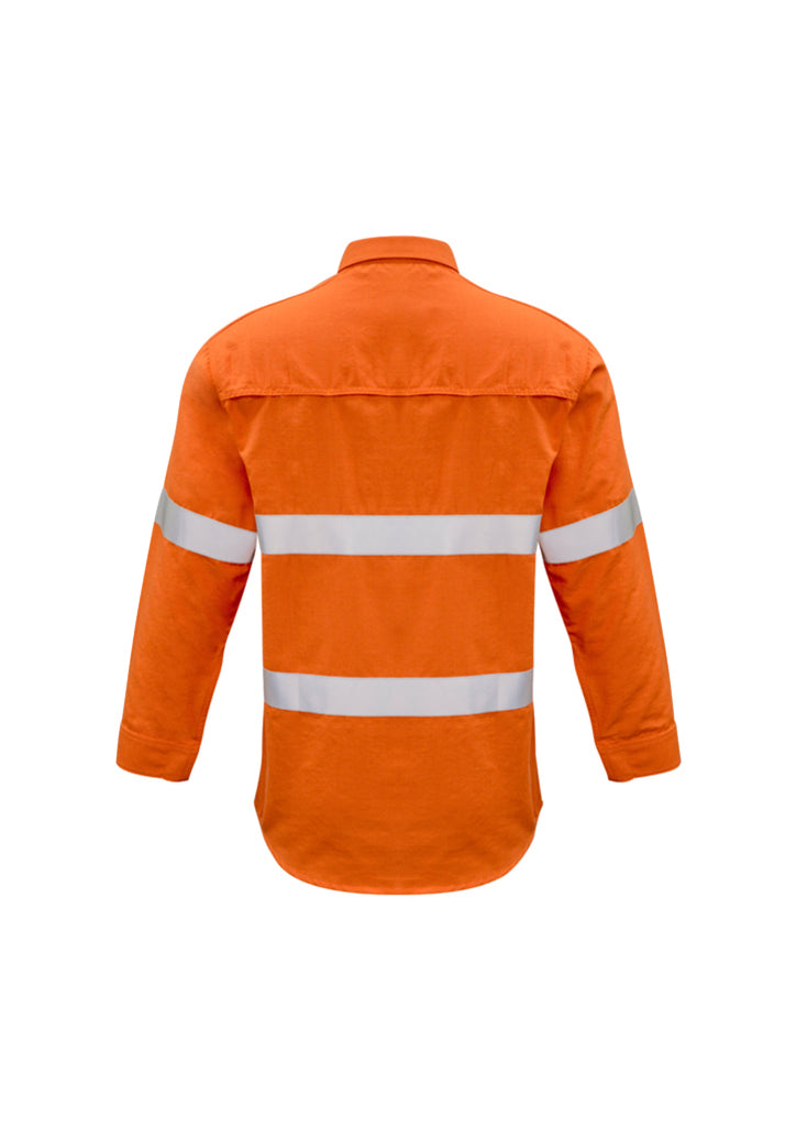 Syzmik-Syzmik Mens Red Flame Hi Vis Closed Shirt - Hoop Taped-Discount Workwear NZ