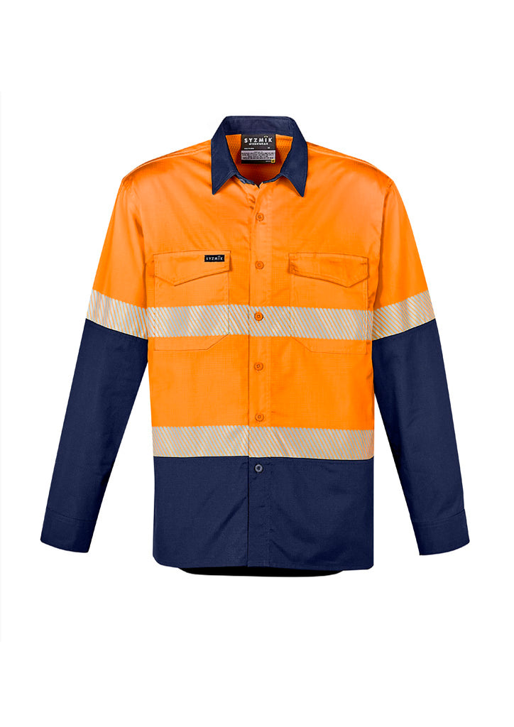 Syzmik-Syzmik Mens Rugged Cooling Hi Vis Segmented Tape L/S Shirt-Discount Workwear NZ