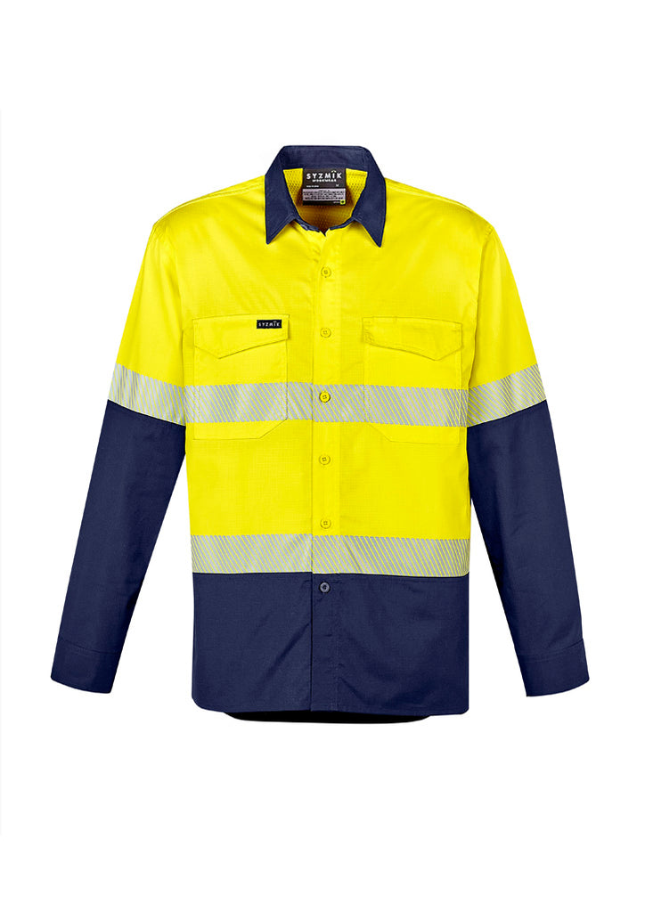 Syzmik-Syzmik Mens Rugged Cooling Hi Vis Segmented Tape L/S Shirt-Discount Workwear NZ