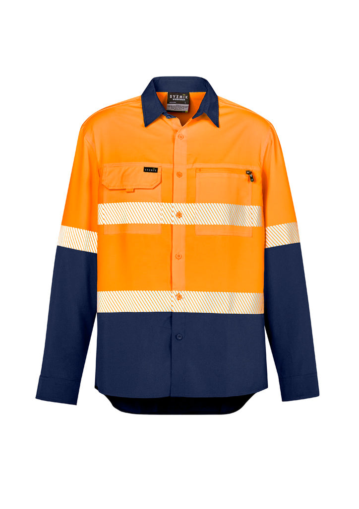 Syzmik-Syzmik Mens Hi Vis Outdoor Segmented Tape L/S Shirt-Discount Workwear NZ