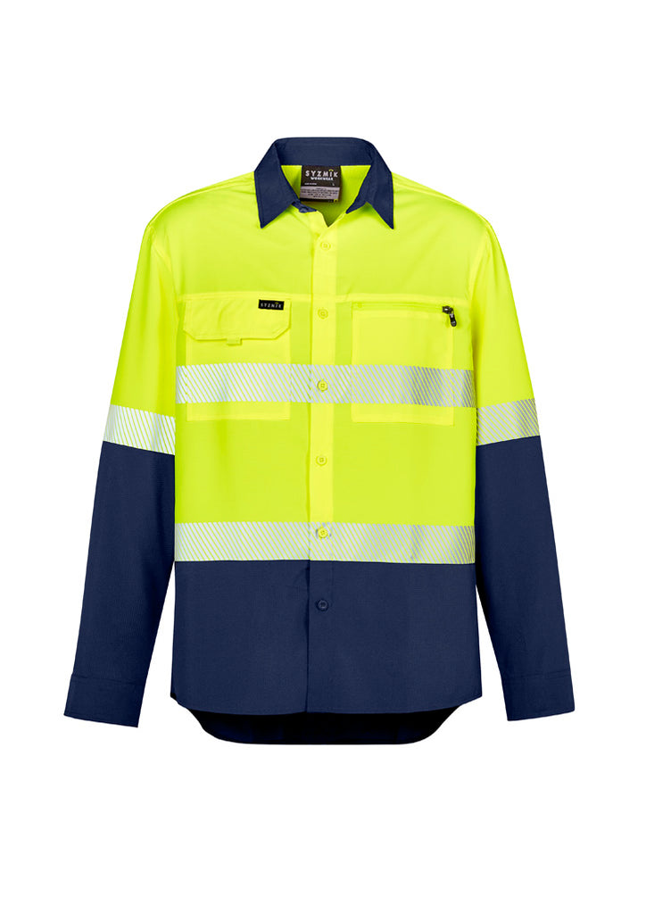 Syzmik-Syzmik Mens Hi Vis Outdoor Segmented Tape L/S Shirt-Discount Workwear NZ