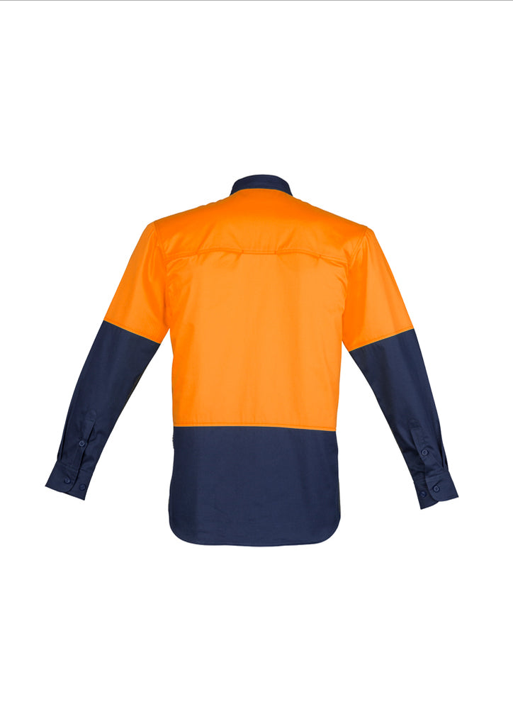 Syzmik-Syzmik Mens Hi Vis Closed Front L/S Shirt-Discount Workwear NZ