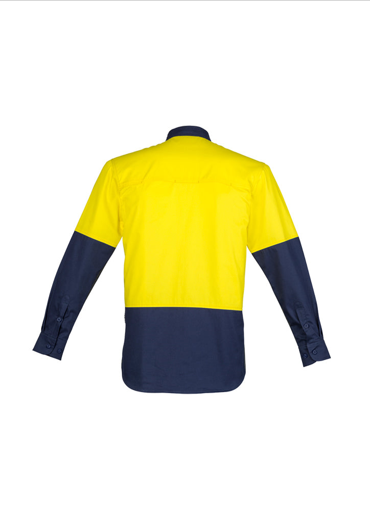 Syzmik-Syzmik Mens Hi Vis Closed Front L/S Shirt-Discount Workwear NZ