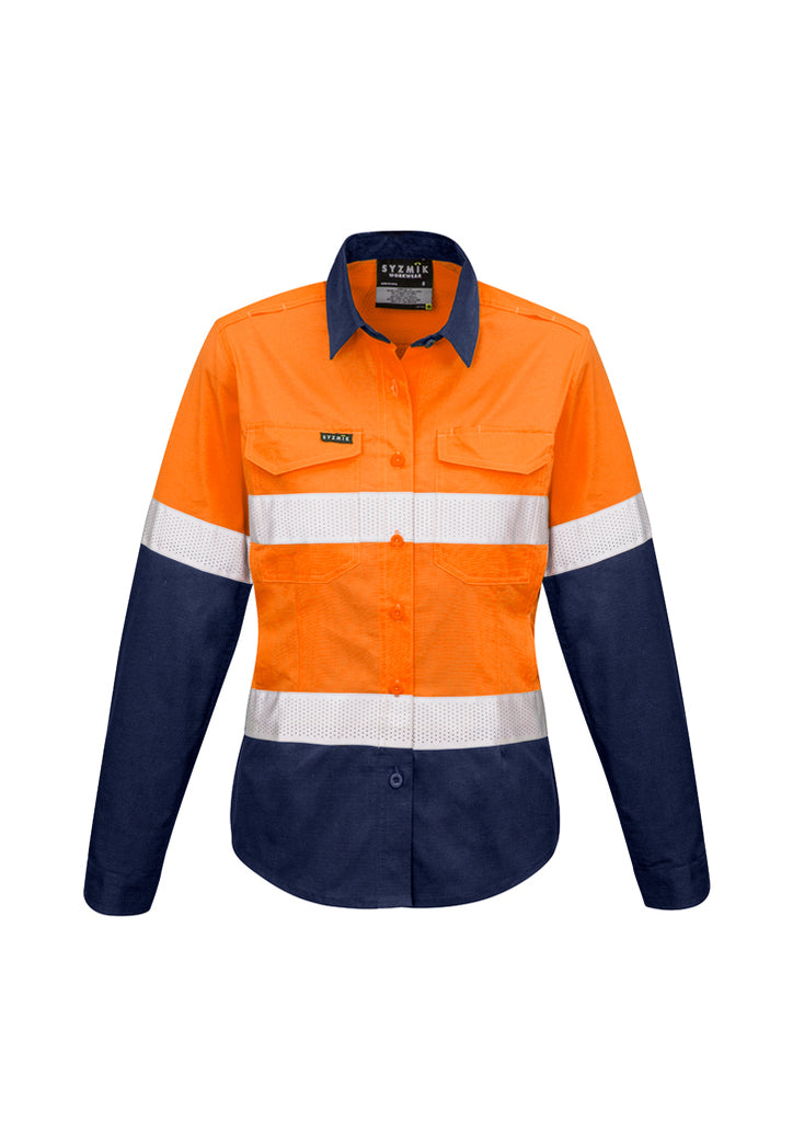 Syzmik-Syzmik Womens Rugged Cooling Hi Vis Taped L/S Shirt-Discount Workwear NZ