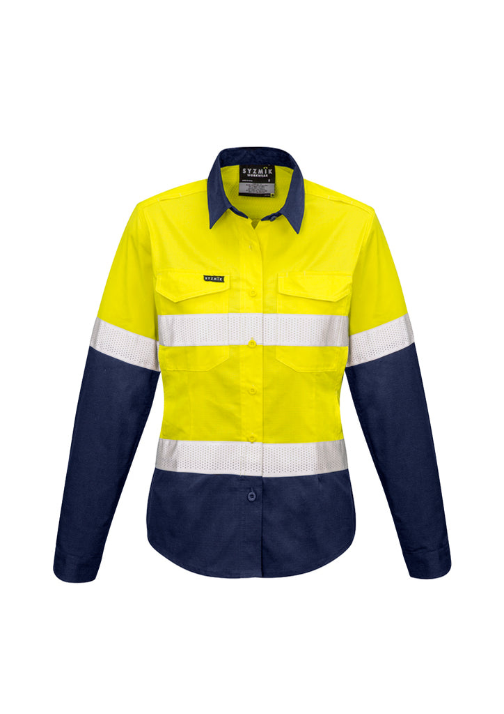 Syzmik-Syzmik Womens Rugged Cooling Hi Vis Taped L/S Shirt-Discount Workwear NZ